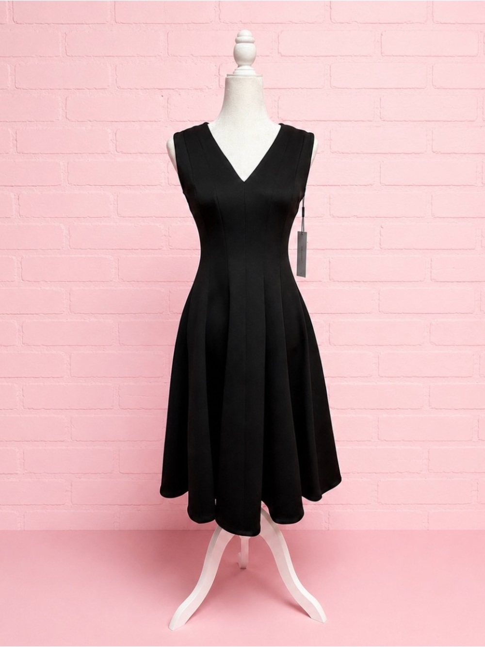 Calvin Klein Black V-Neck Fit-and-Flare Dress - Picture 2 of 9